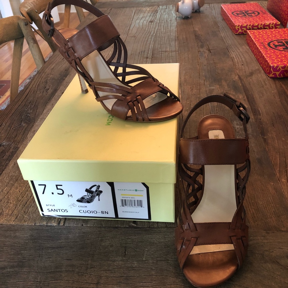 Maxstudio Santos Burnished Calf Leather Sandals